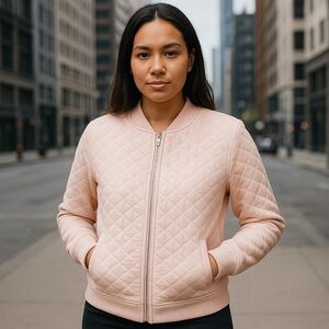 Pink bomber quilted shacket size XL Minimalist bomber jacket